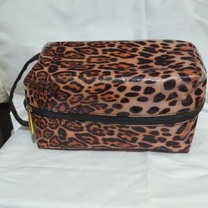 Soho Leopard Print Train Case in Brown & Black